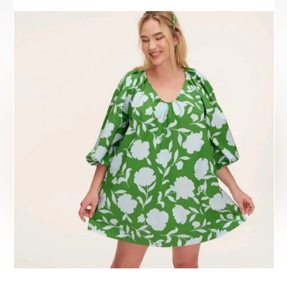 NWT Kate Spade New York x Target Poplin Long Sleeve Green Mini Dress Size Small - Picture 3 of 16